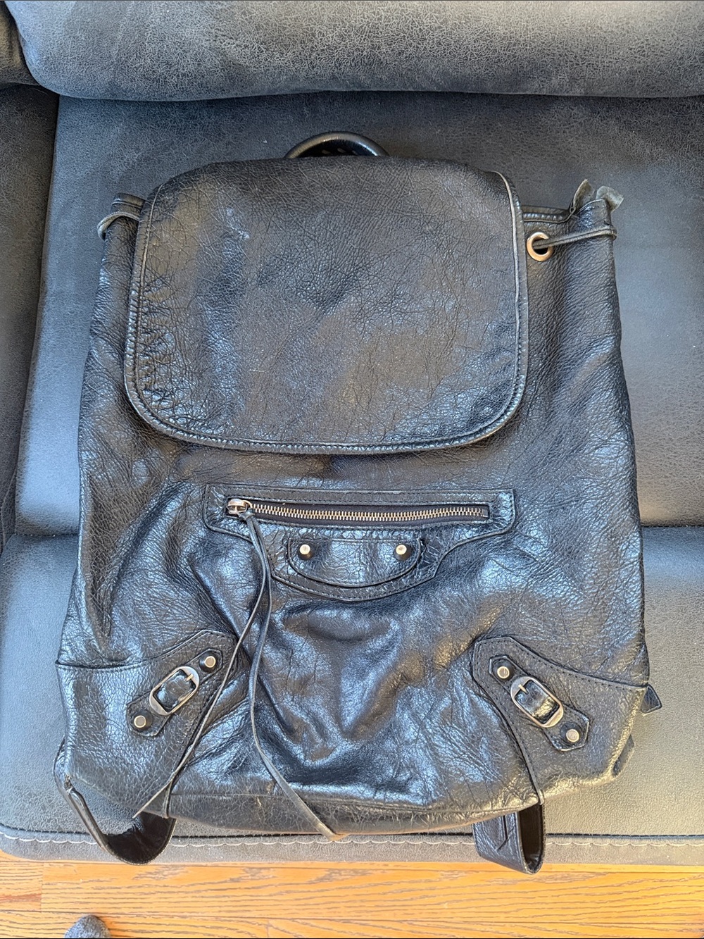 Balenciaga Black Leather Backpack